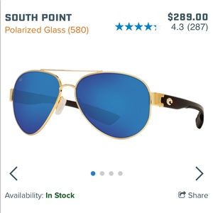 Costa Del Mar South Point gold aviator sunglasses